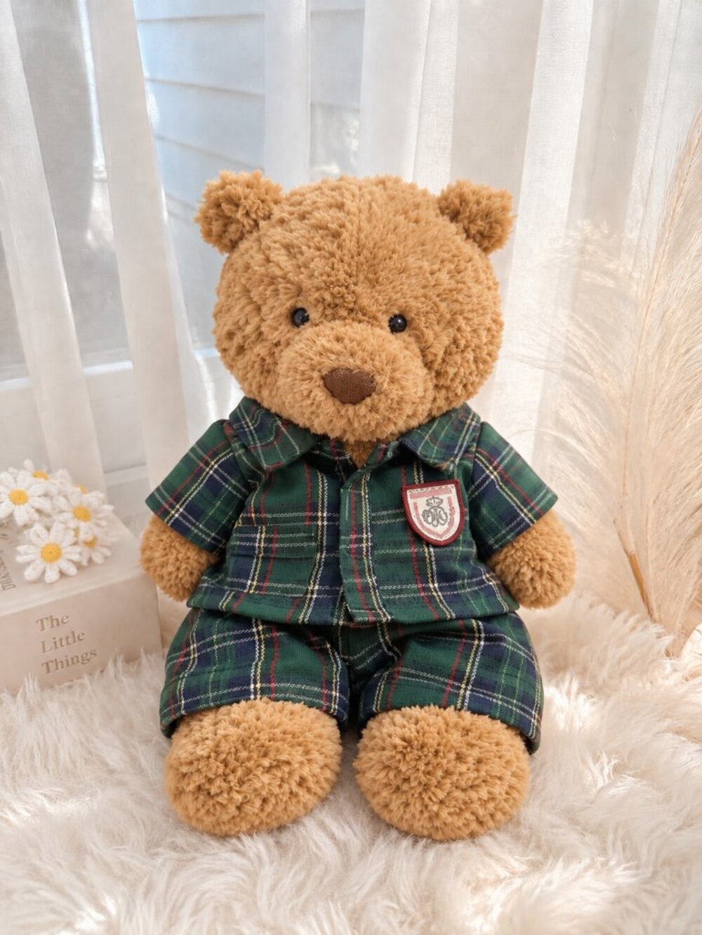 Large Bartholomew Bear Clothes - Green Plaid Outfit